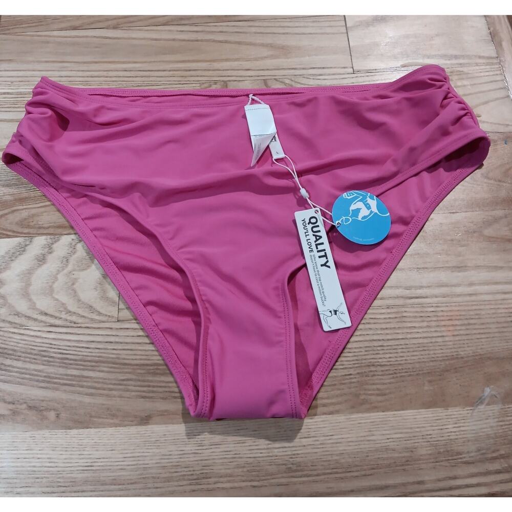 Cupshe Bright Pink Swimsuit Bottom Women’s Size Large Cheeky High Cut
